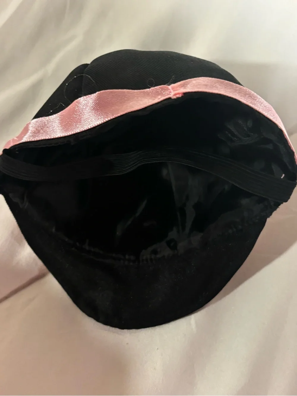 18” doll Black Cap with Pink Satin Ribbon